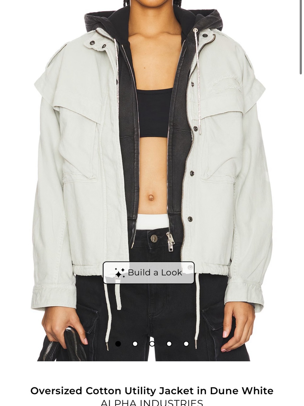 Alpha Industries Dune White Utility Jacket with Black Hooded Liner